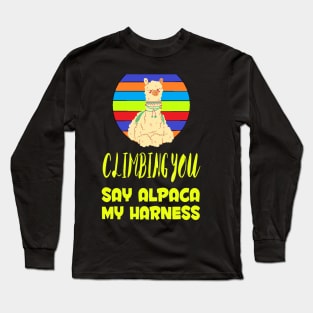 Llama Retro Style Alpaca Climbing Long Sleeve T-Shirt